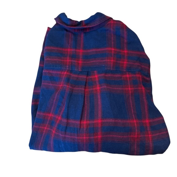 Express Navy and Red Boyfriend Plaid Shirt - Picture 8 of 8